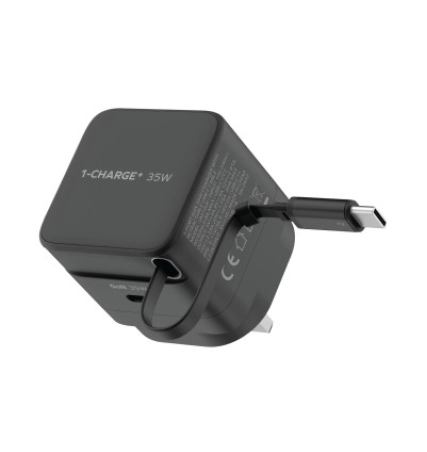 Momax 1-Charge+ 1-Port GaN 65W Charger With Built-In USB-C Cable
