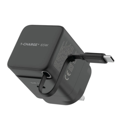 Momax 1-Charge+ 1-Port GaN 65W Charger With Built-In USB-C Cable