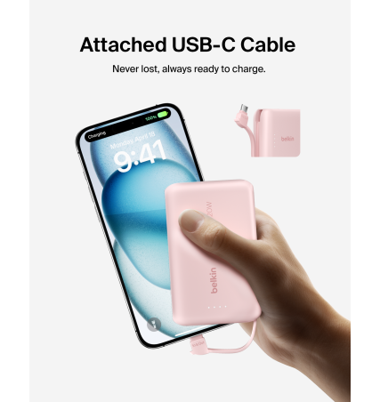 BELKIN BOOSTCHARGE POWER BANK 10K WITH INTEGRATED CABLE