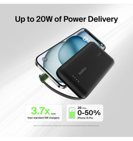 BELKIN BOOSTCHARGE POWER BANK 10K WITH INTEGRATED CABLE