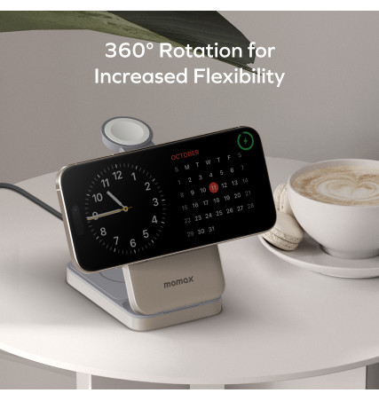 Momax 1-Charge Q.Port 3-in-1 Foldable Qi2 15W Magnetic Wireless Charging Stand