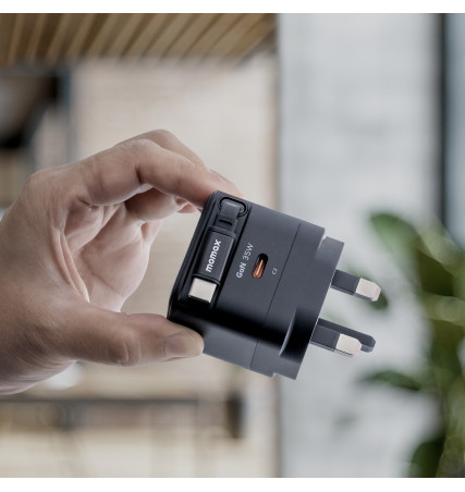Momax 1-Charge+ 1-Port GaN 35W Charger With Built-In USB-C Cable