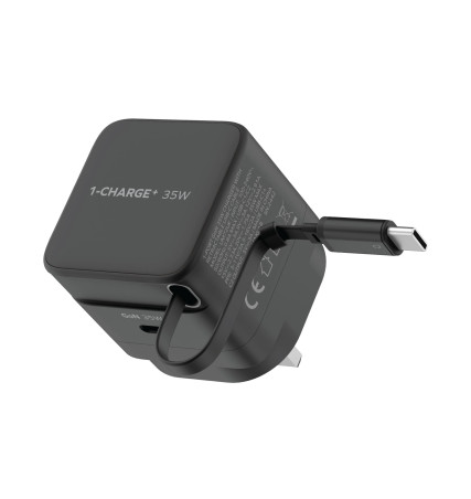 Momax 1-Charge+ 1-Port GaN 35W Charger With Built-In USB-C Cable