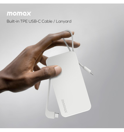 Momax 1-Power Vital+ 10000mAH Battery Pack with Dual Built in USB-C Cable