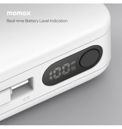 Momax 1-Power Vital+ 10000mAH Battery Pack with Dual Built in USB-C Cable