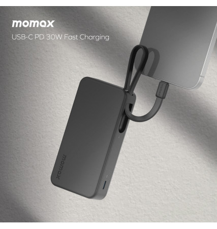 Momax 1-Power Vital+ 10000mAH Battery Pack with Dual Built in USB-C Cable