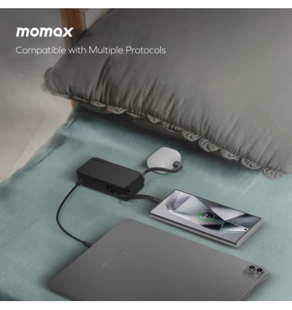Momax 1-Power Vital+ 10000mAH Battery Pack with Dual Built in USB-C Cable