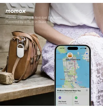 Momax PinBuzz Rechargeable Anti-Theft Personal Alarm With Find My Locator