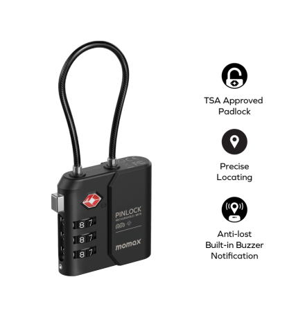 Momax PinLock Find My Locator with TSA Padlock